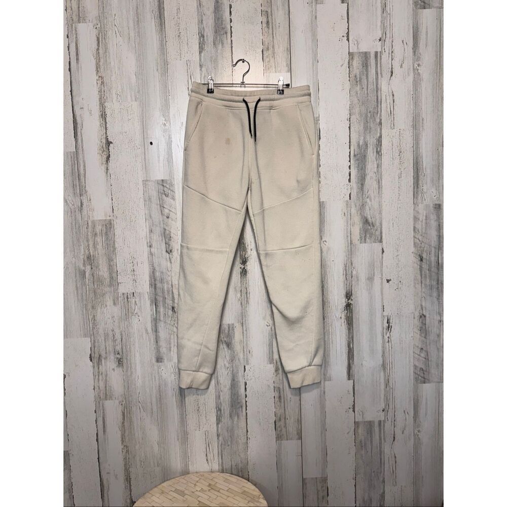 Fleece Joggers Beige Cream Sweatpants Size Medium Comfy Fit